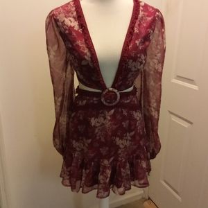 Blush boutique boho strappy cutout Fringe dress lace up back mini sexy